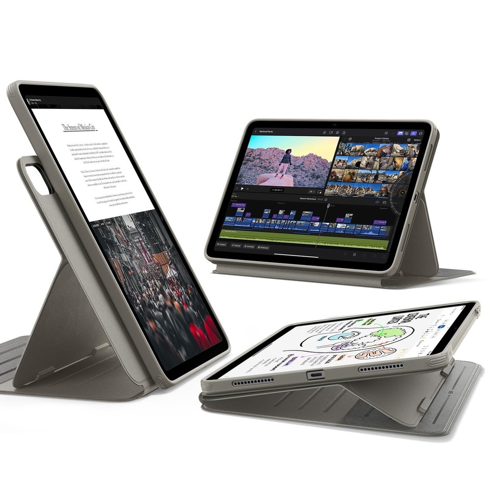 ESR iPad Air 13 M4 M3 M2 Case Magnetic Cover Pencil Holder 9 Angle Stand Gray